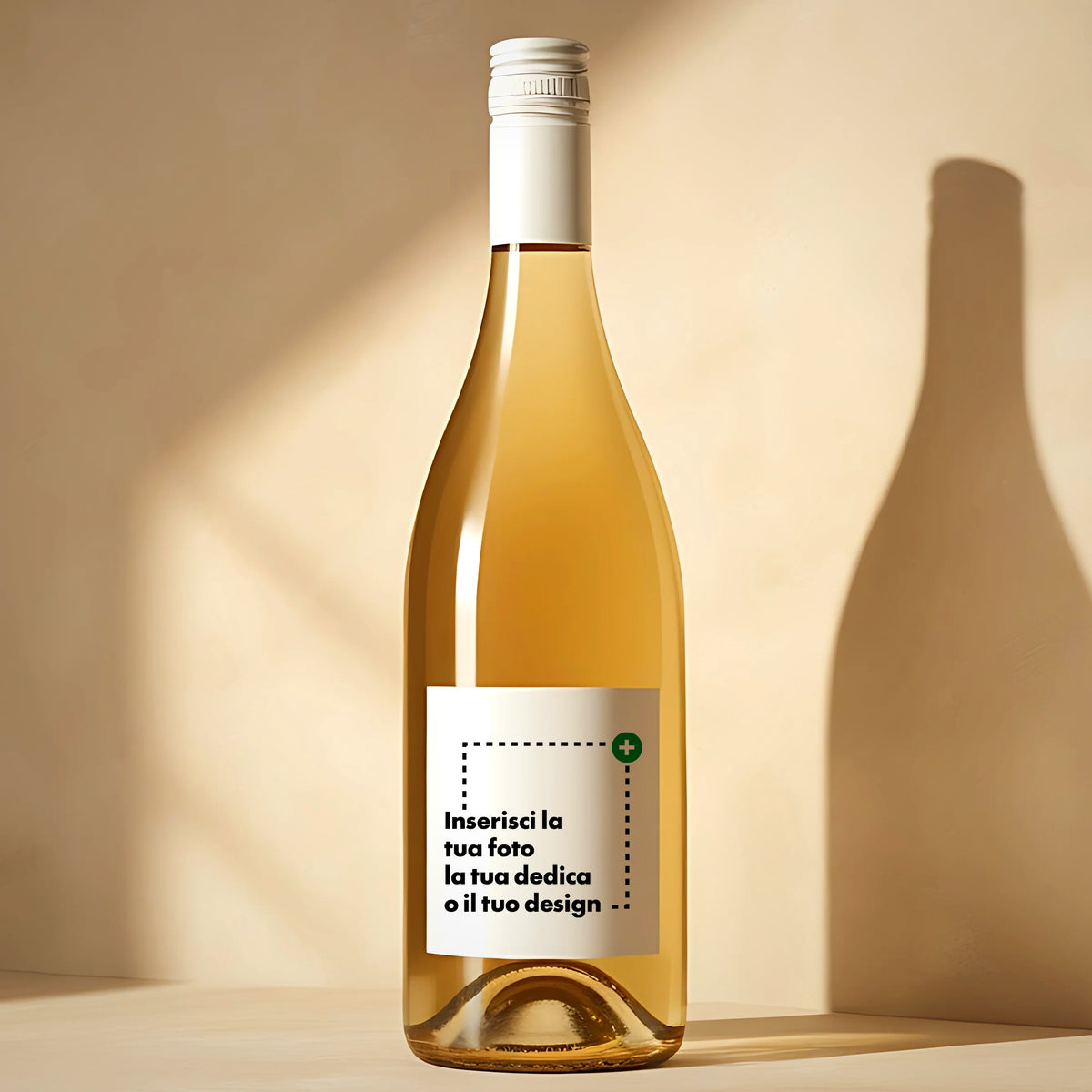 Bottiglia di vino bianco siciliano con etichetta personalizzabile
