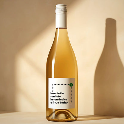 Bottiglia di vino bianco siciliano con etichetta personalizzabile